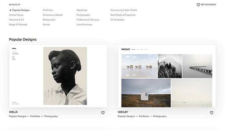 Squarespaceのテンプレート