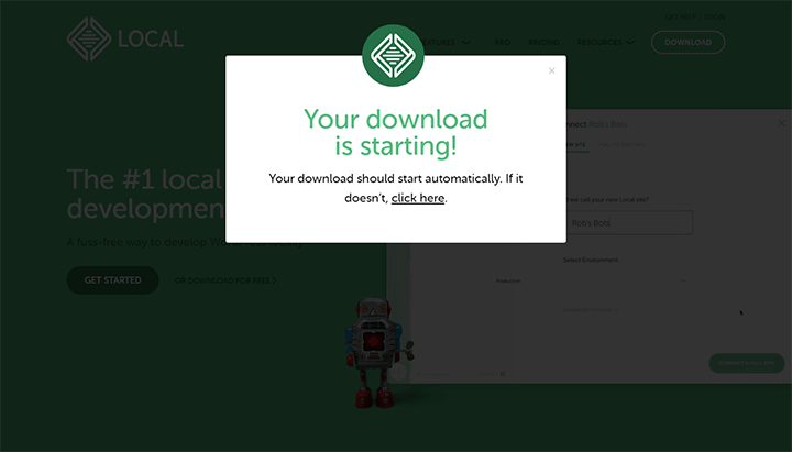 Localのダウンロード：ダウンロード開始